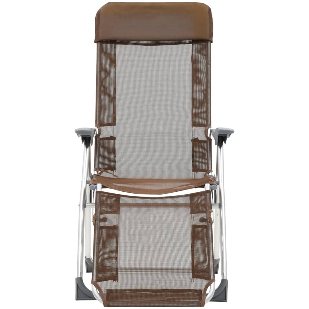 Campingstolar hopfällbara 2 st med fotstöd textilen brun vidaXL – bild 3