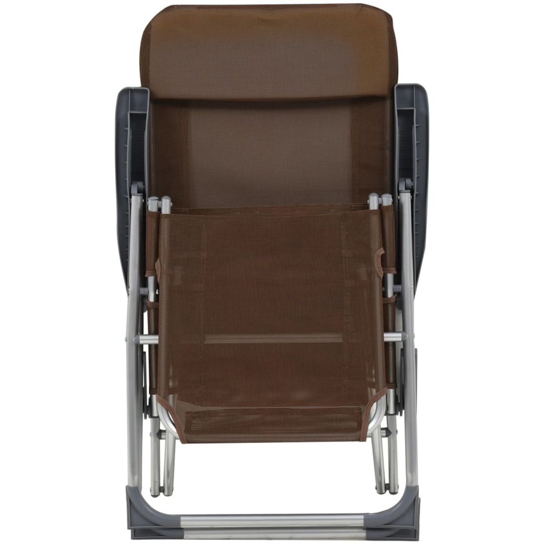 Campingstolar hopfällbara 2 st med fotstöd textilen brun vidaXL – bild 4