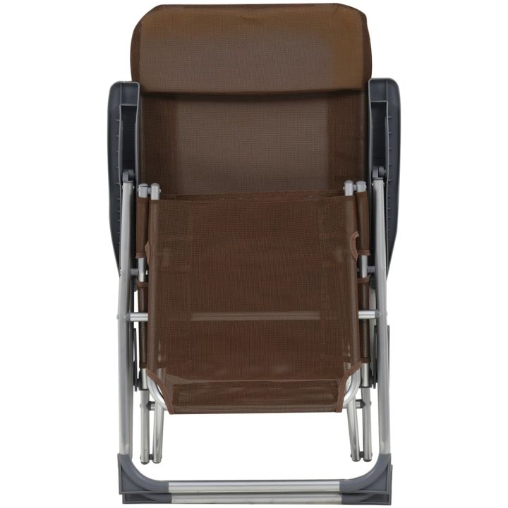 Campingstolar hopfällbara 2 st med fotstöd textilen brun vidaXL – bild 4