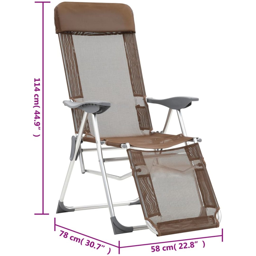 Campingstolar hopfällbara 2 st med fotstöd textilen brun vidaXL – bild 9