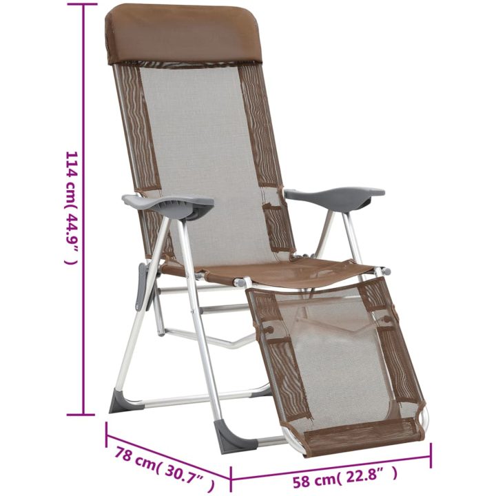 Campingstolar hopfällbara 2 st med fotstöd textilen brun vidaXL – bild 9