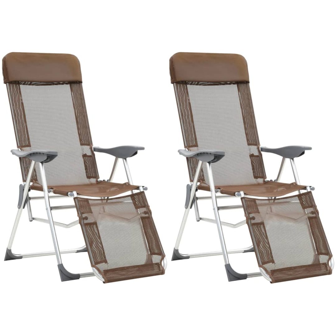 Campingstolar hopfällbara 2 st med fotstöd textilen brun vidaXL