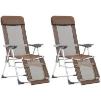 Campingstolar hopfällbara 2 st med fotstöd textilen brun vidaXL