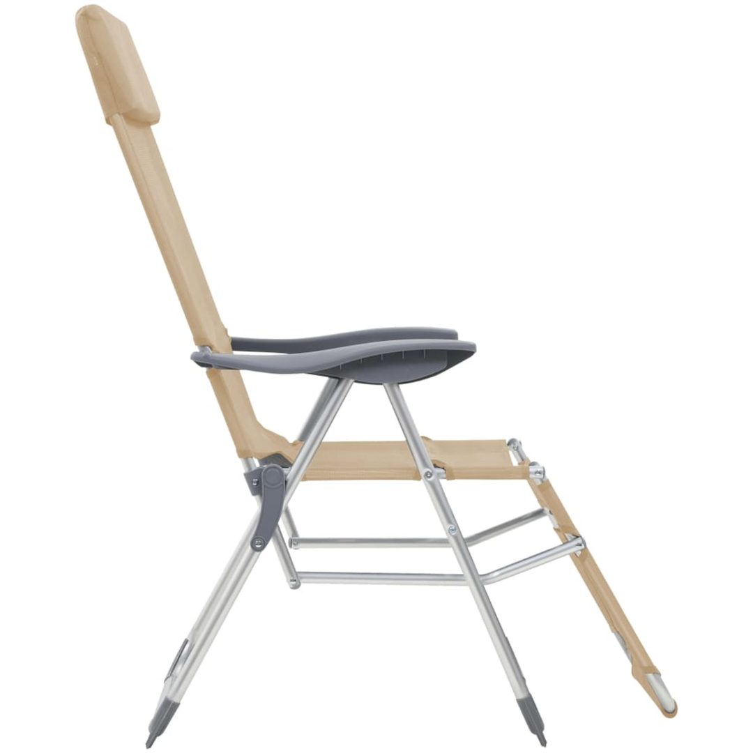 Campingstolar hopfällbara 2 st med fotstöd textilen gräddvit vidaXL – bild 5