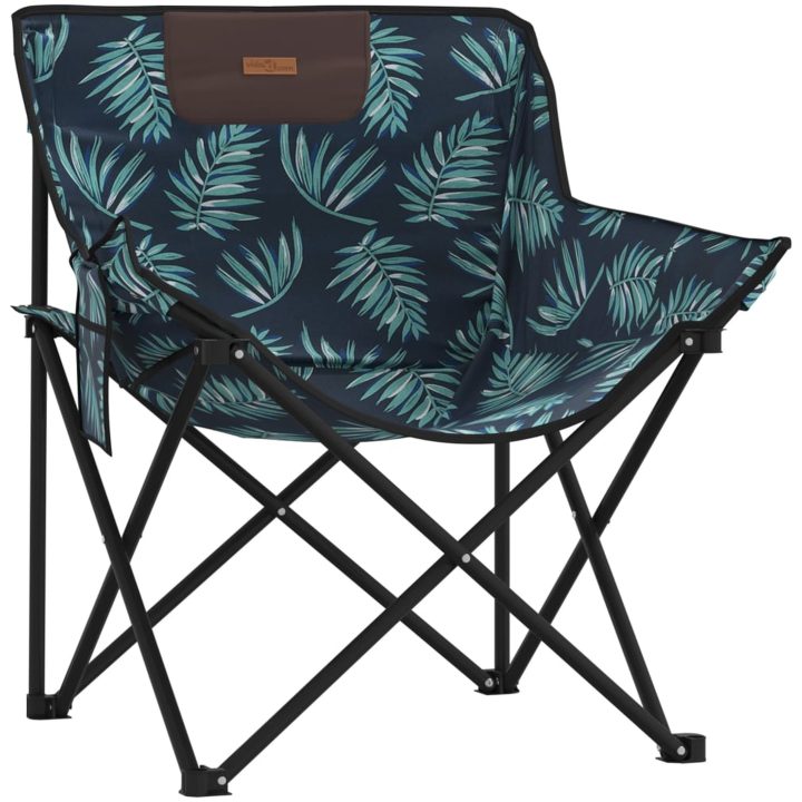 Campingstolar med ficka fällbar 2 st bladmönster vidaXL – bild 4