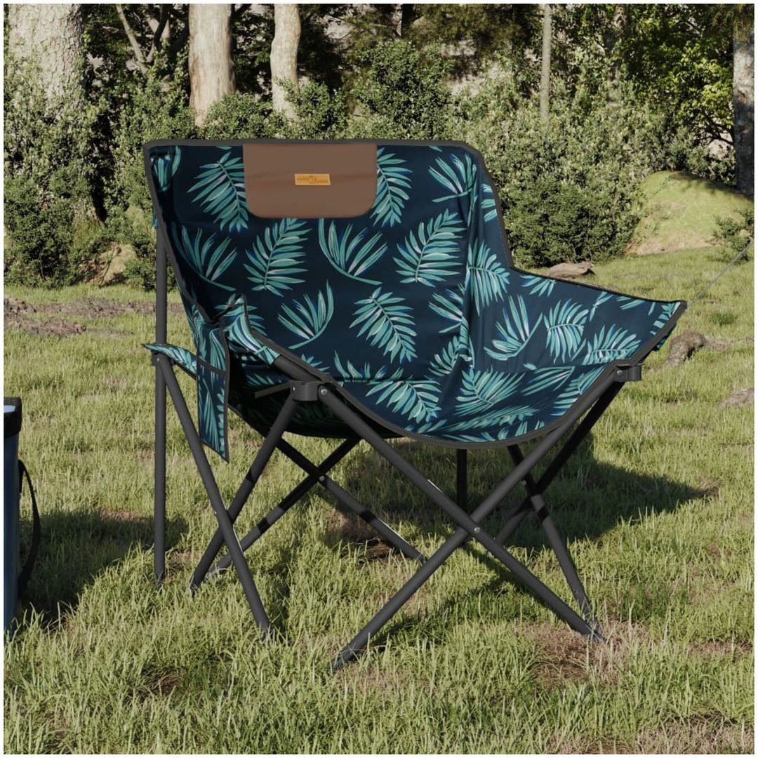 Campingstolar med ficka fällbar 2 st bladmönster vidaXL