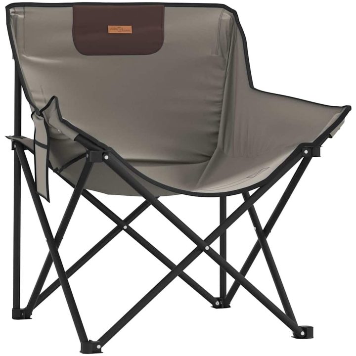 Campingstolar med ficka fällbar 2 st grå vidaXL – bild 4