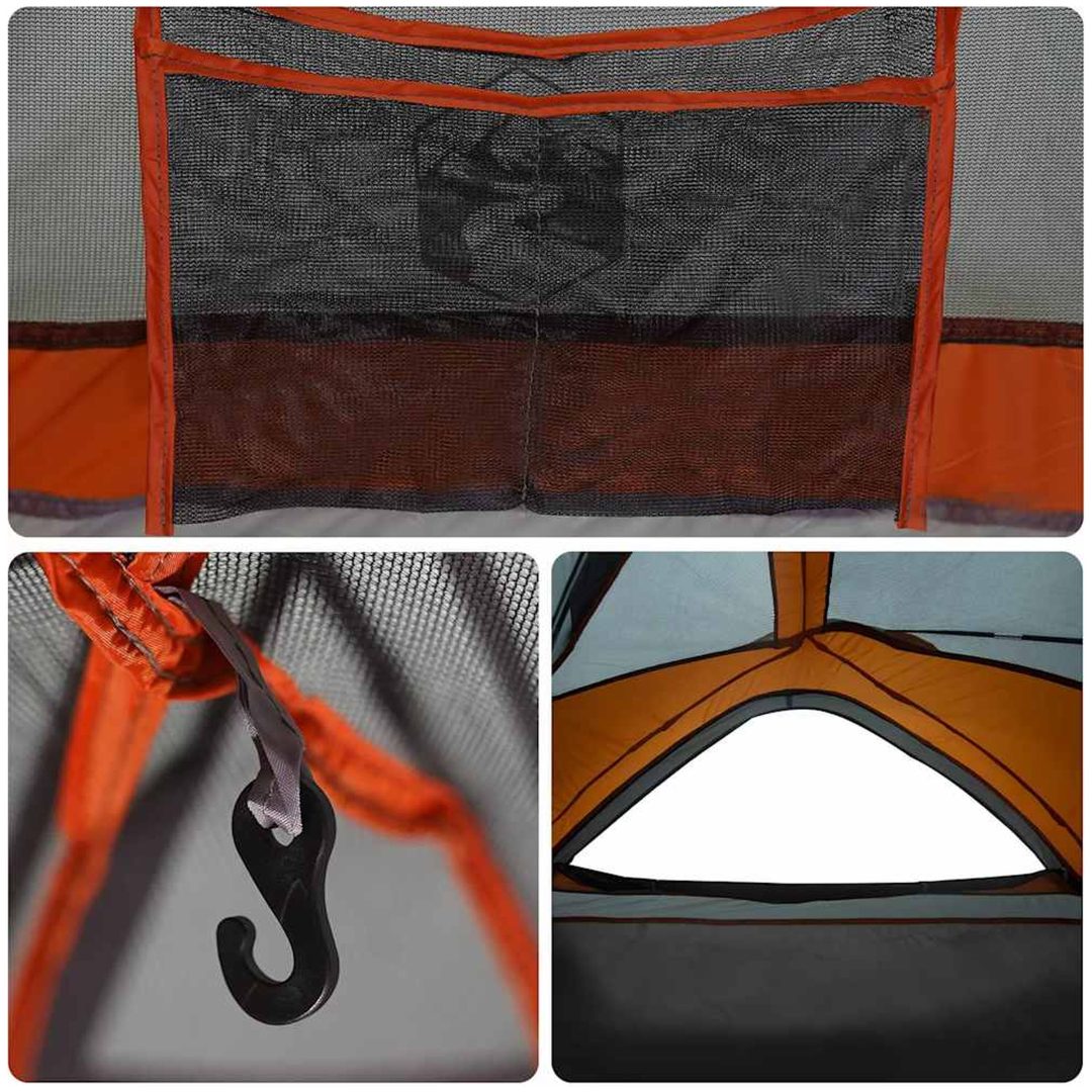 Campingtält 1 person grå och orange vattentätt vidaXL – bild 12