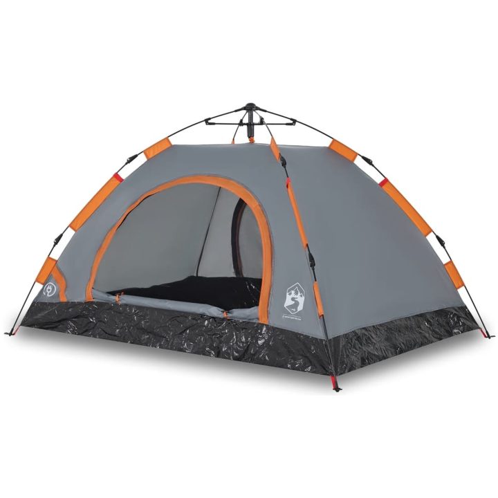 Campingtält 2 personer grå och orange snabbrest vidaXL 2 - Manna – bild 2