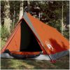 Campingtält 2 personer grå och orange vattentätt vidaXL – miniatyr 1