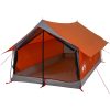 Campingtält 2 personer grå orange vattentätt vidaXL – miniatyr 4