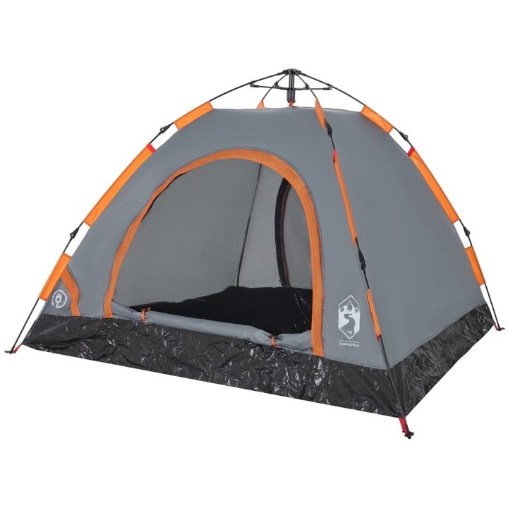 Campingtält 3 personer grå och orange snabbrest vidaXL 3 - Manna – bild 4
