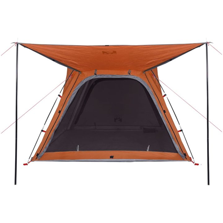 Campingtält 4 personer grå och orange snabbrest vattentätt vidaXL – bild 8