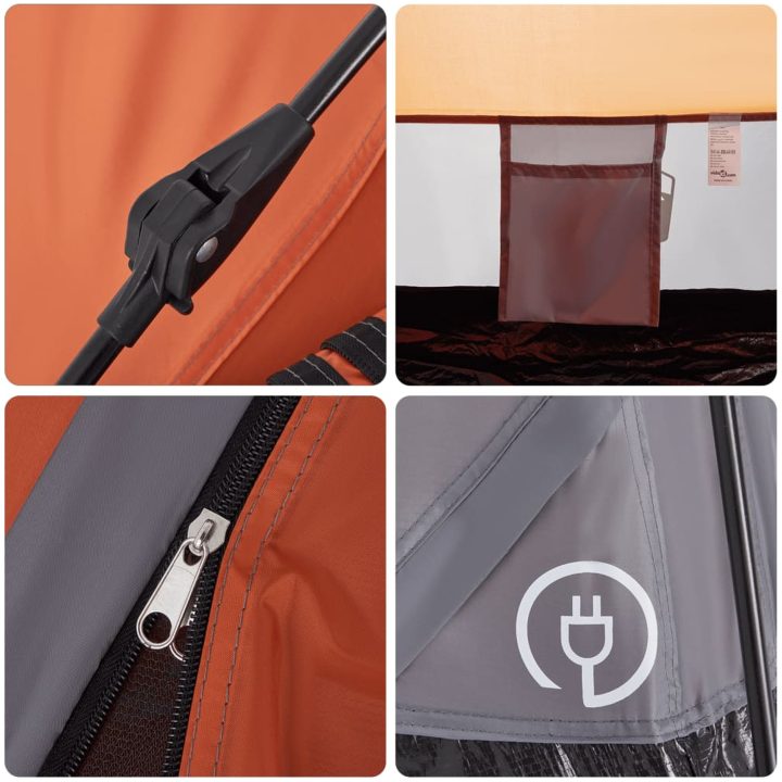 Campingtält 4 personer grå och orange snabbrest vidaXL 273 x 273 x 129 cm – bild 12