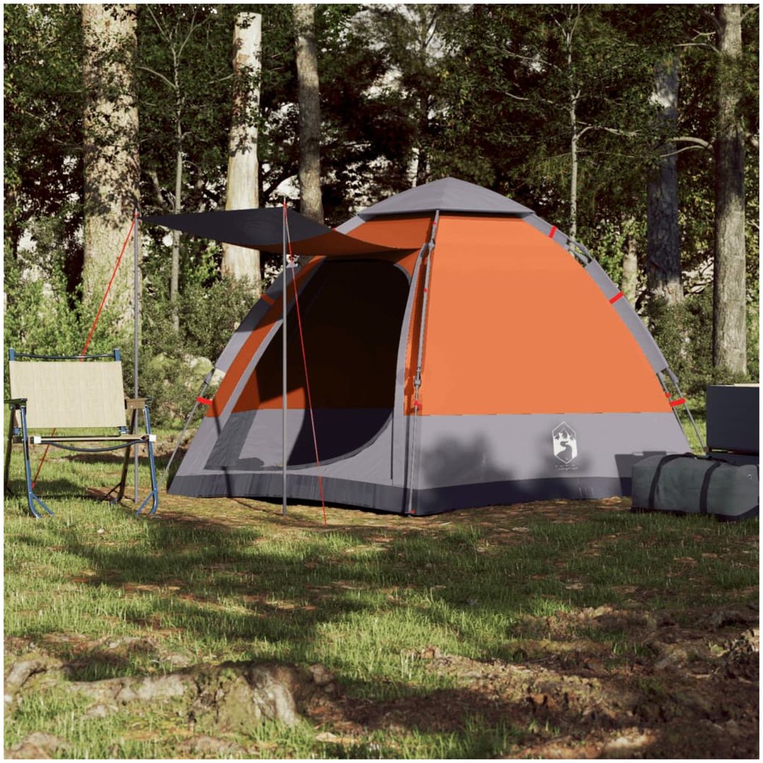 Campingtält 4 personer grå och orange snabbrest vidaXL 273 x 273 x 129 cm – bild 3