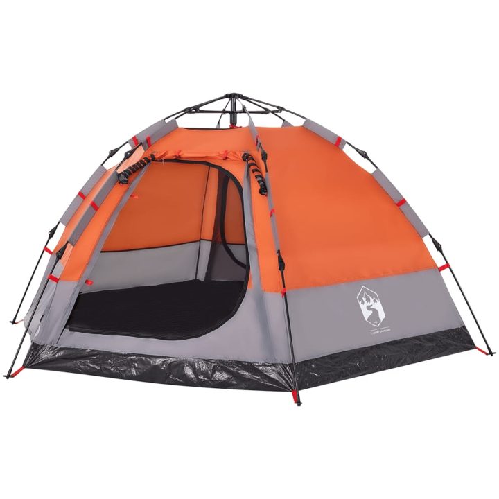 Campingtält 4 personer grå och orange snabbrest vidaXL 273 x 273 x 129 cm – bild 5