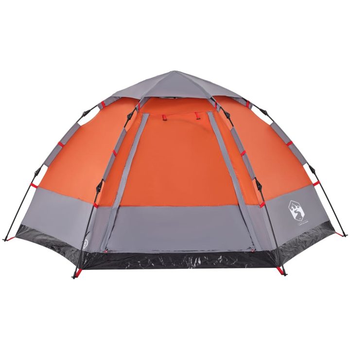 Campingtält 4 personer grå och orange snabbrest vidaXL 273 x 273 x 129 cm – bild 6