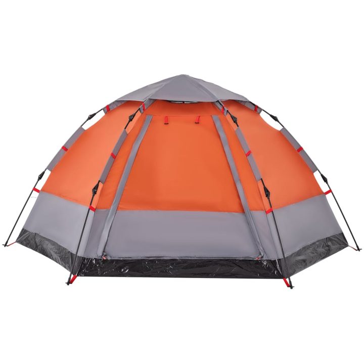 Campingtält 4 personer grå och orange snabbrest vidaXL 273 x 273 x 129 cm – bild 8