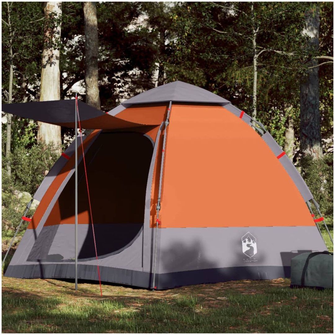 Campingtält 4 personer grå och orange snabbrest vidaXL 273 x 273 x 129 cm