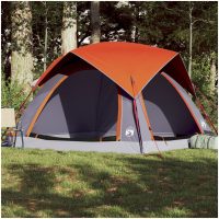 Campingtält 4 personer grå och orange vattentätt vidaXL