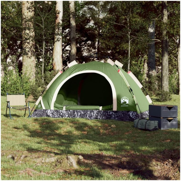 Campingtält 4 personer grön snabbrest vidaXL 4 - Person – bild 3