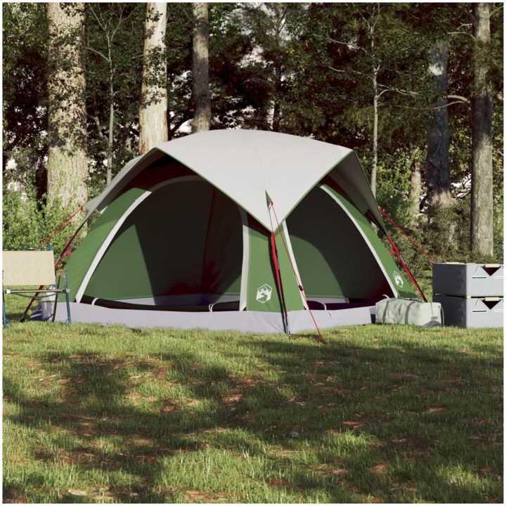 Campingtält 4 personer grön vattentätt vidaXL – bild 4