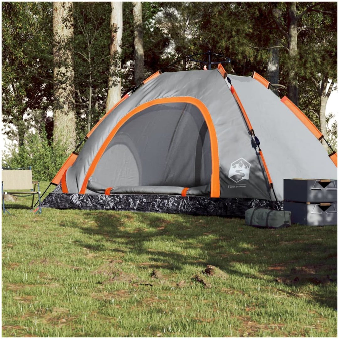 Campingtält 5 personer grå och orange snabbrest vidaXL 5 - Person – bild 3