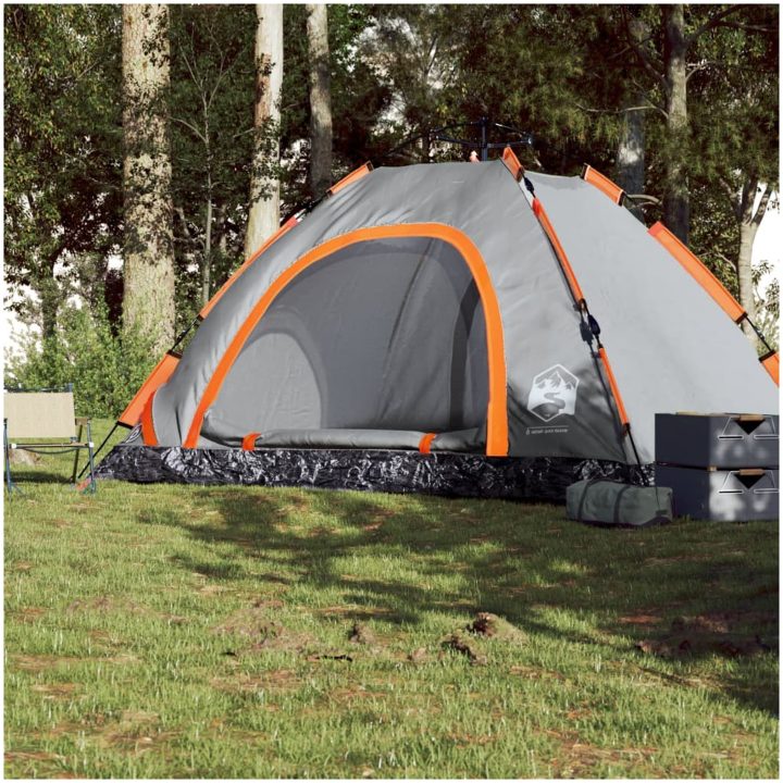 Campingtält 5 personer grå och orange snabbrest vidaXL 5 - Person – bild 3