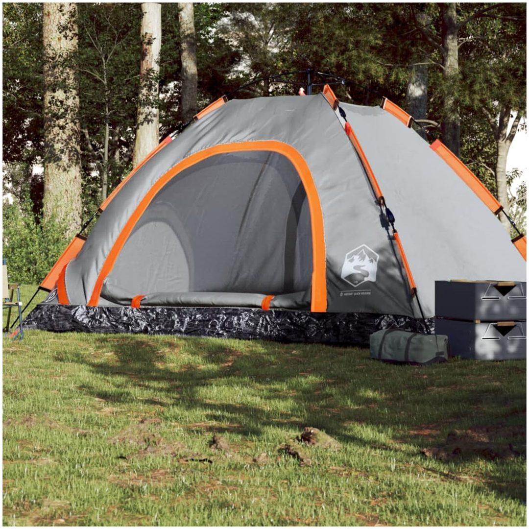 Campingtält 5 personer grå och orange snabbrest vidaXL 5 - Person