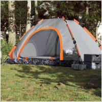Campingtält 5 personer grå och orange snabbrest vidaXL