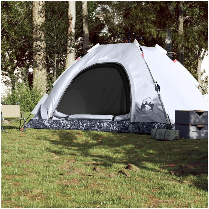Campingtält 5 personer vit mörkläggningstyg snabbrest vidaXL 5 - Person – bild 3