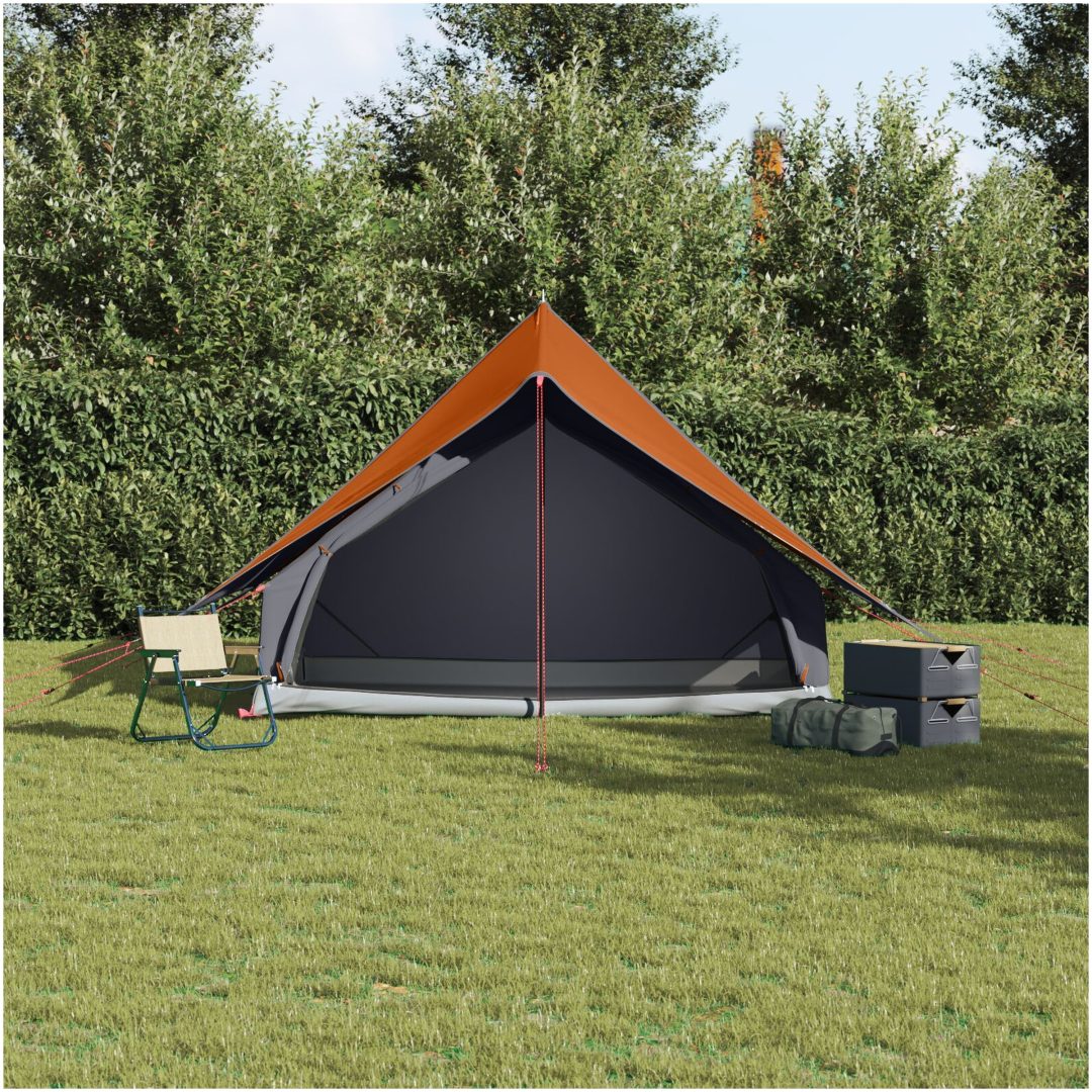 Campingtält A-Frame Grå och Orange Vattentåligt vidaXL 5 - Personers – bild 4