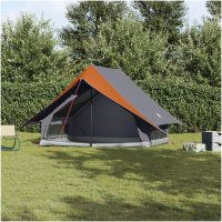 Campingtält A-Frame Grå och Orange Vattentåligt vidaXL
