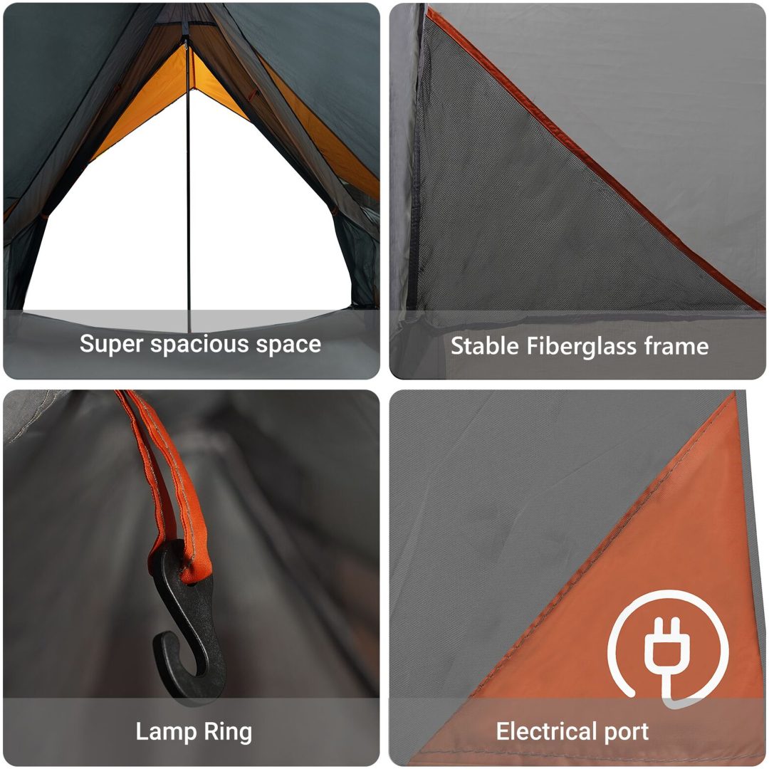 Campingtält A-Frame Grå och Orange Vattentät vidaXL 3 - Person – bild 9