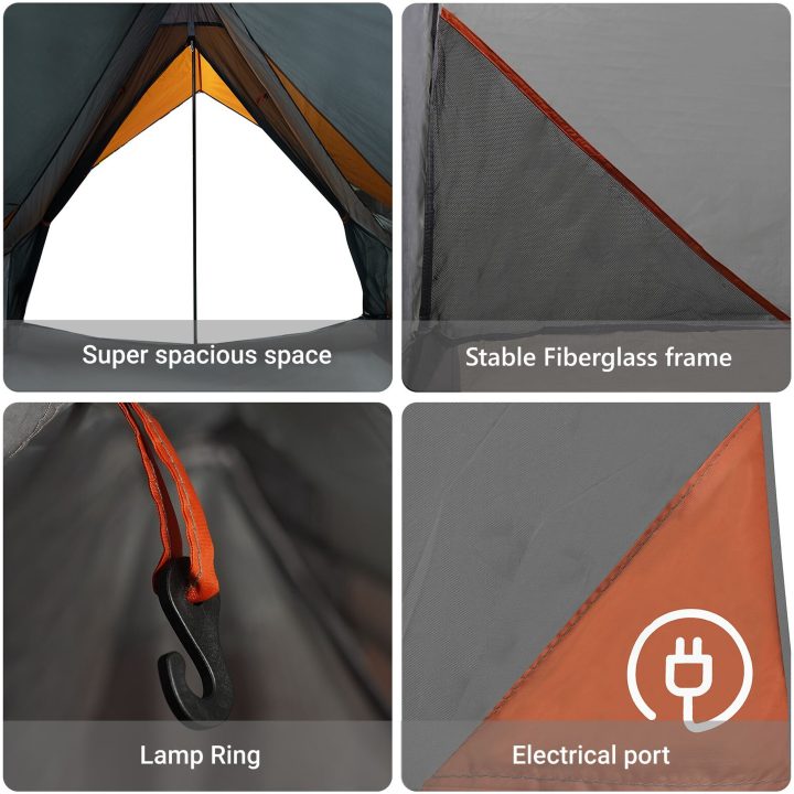 Campingtält A-Frame Grå och Orange Vattentät vidaXL 3 - Person – bild 9