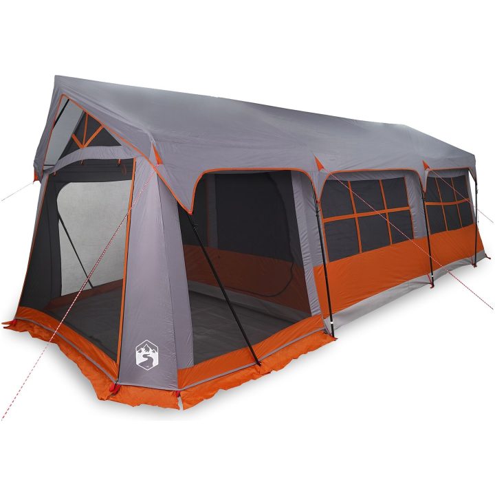 Campingtält med Fönster Grå och Orange 10-Person Waterproof vidaXL 10 personer – bild 3