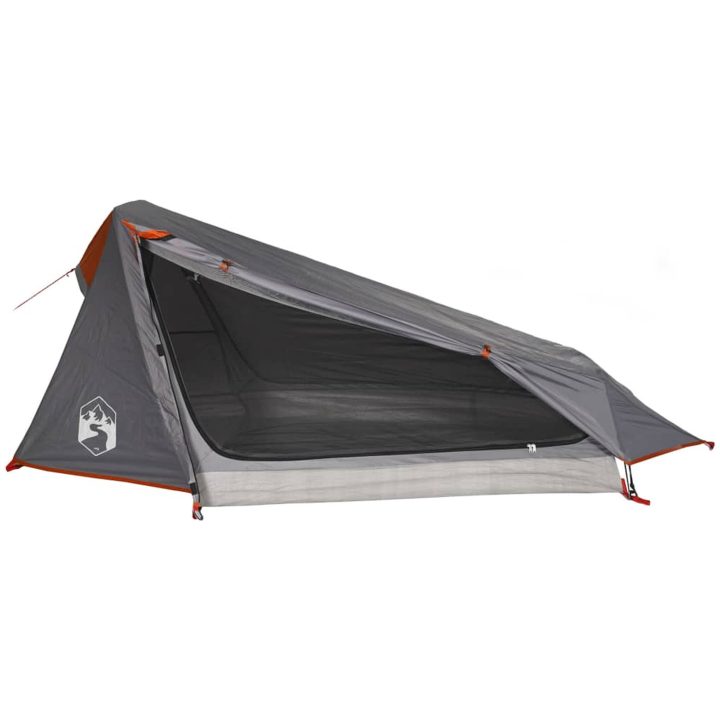Campingtält tunnel 1 person grå och orange vattentätt vidaXL 1 - Person – bild 2