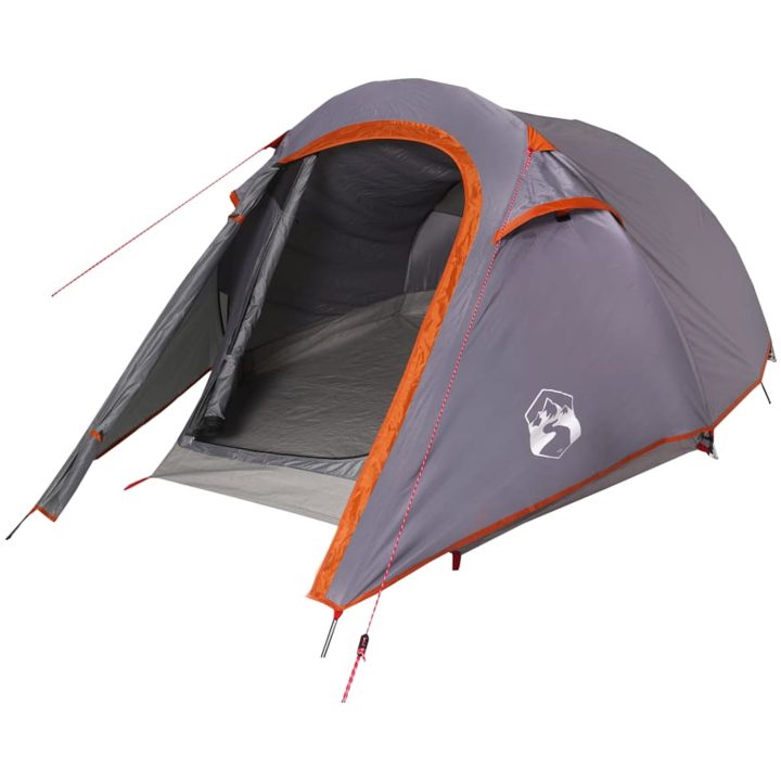 Campingtält tunnel 3 personer grå och orange vattentätt vidaXL 3 - Person – bild 2