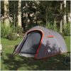 Campingtält tunnel 3 personer grå och orange vattentätt vidaXL 3 - Person – miniatyr 3