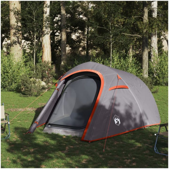 Campingtält tunnel 3 personer grå och orange vattentätt vidaXL 3 - Person – bild 3