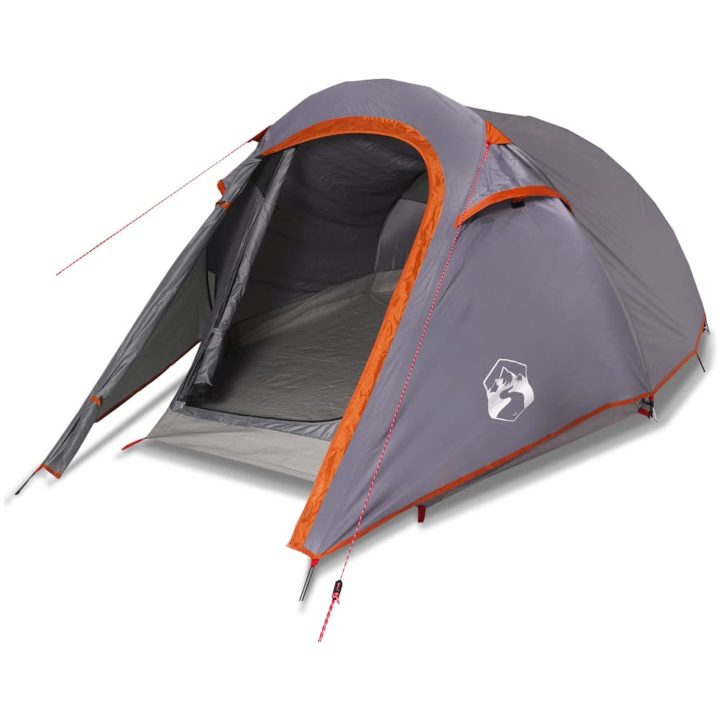 Campingtält tunnel 3 personer grå och orange vattentätt vidaXL 3 - Person – bild 4