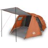 Campingtält tunnel 4 personer grå och orange vattentätt vidaXL – miniatyr 2