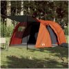 Campingtält tunnel 4 personer grå och orange vattentätt vidaXL – miniatyr 1
