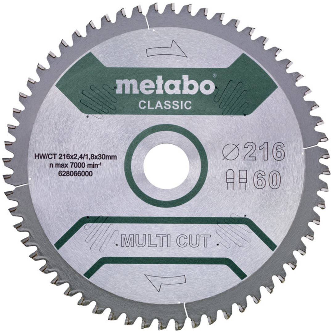 Cirkelsågklinga Multi Classic För Halvstationära Cirkelsågar HW/CT METABO 216 x 2.4 x 30 mm