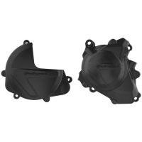 Clutch and Ignition Covers Protectors Black - Honda CRF450R POLISPORT