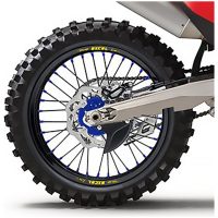 Complete Rear Wheel 17x3.50xBlack Rim/BlueHub/Black Sprokes/Blue Spoke Nuts HAAN WHEELS