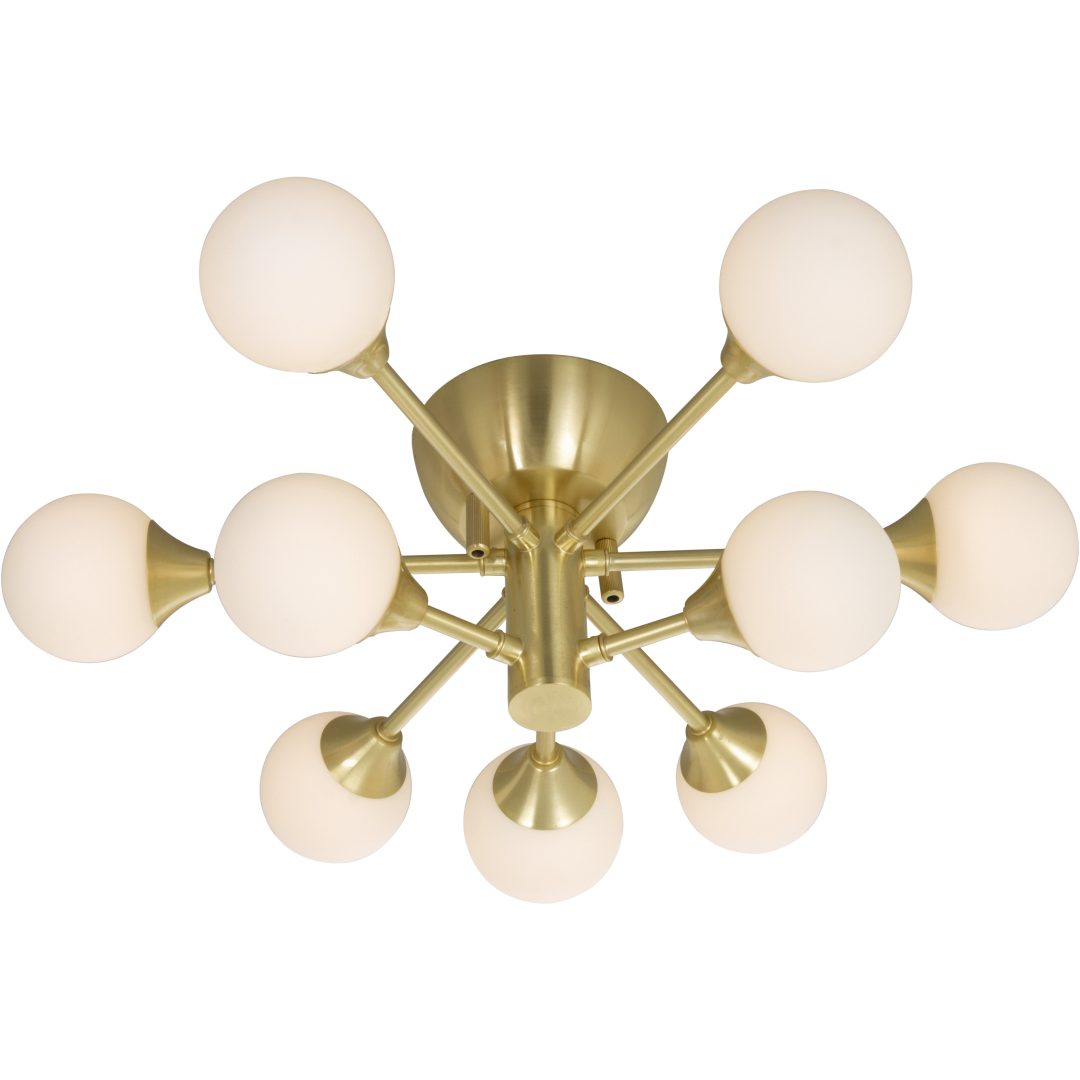 Cosmos Plafond Krokupph., Matt Mässing/vit ANETA HOME Sockel G9 Matt Mässing /Opalvit