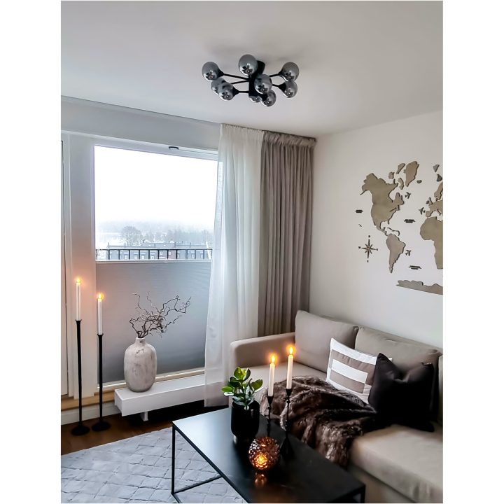 Cosmos Plafond Krokupph., Svart/rök ANETA HOME Sockel G9 Svart /Rökgrå – bild 3