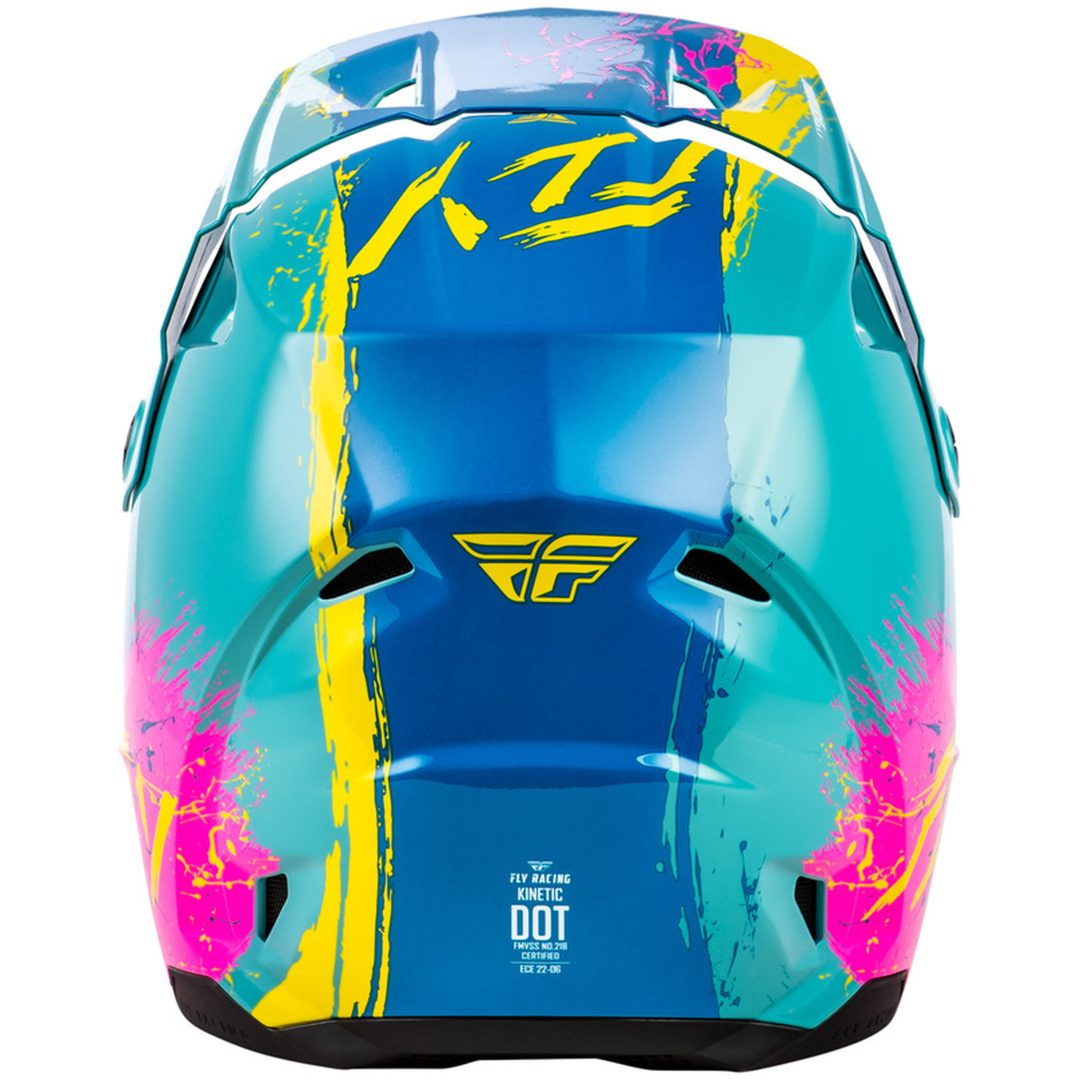 Crosshjälm Barn Kinetic Drip Turkos Rosa Gul FLY RACING Ys – bild 3