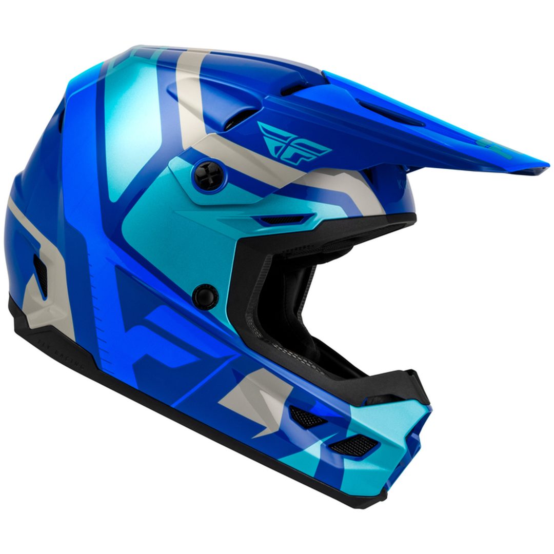 Crosshjälm Barn Kinetic Scrap Blå Grå FLY RACING Ys – bild 2